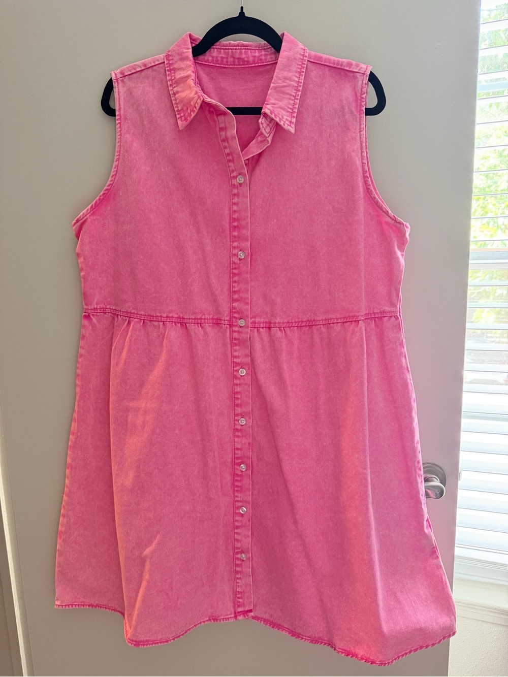 Sleeveless Button-Front Pink Mini Dress